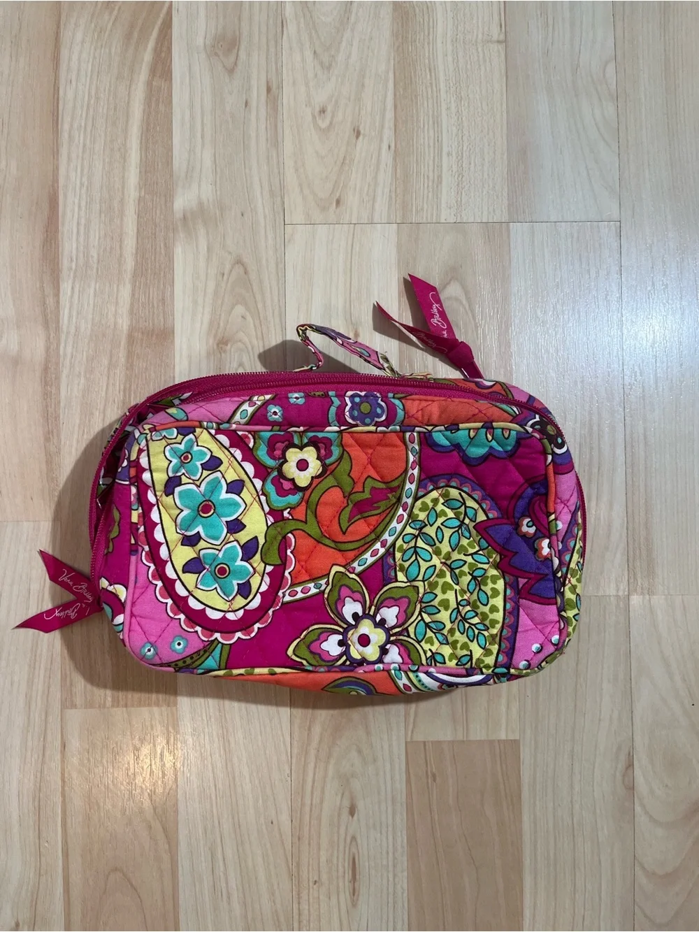 Vera Bradley Travel Toiletry Bag Makeup Case Toiletries Pink & Purple Floral 9x6